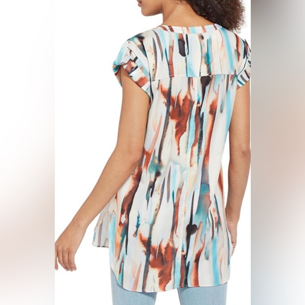 NWT [Lysse] Pastel Mandarin Neck Pocketed Split Hem Tunic Top Women’s Size XS - Picture 3 of 10